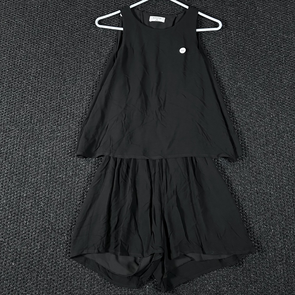 BABATON Aritzia Black Sleeveless Overlay Romper Shorts Outfit Women's Size XS